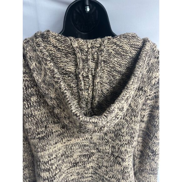 BCBG Max Azria Y2K Mohair Wool Blend Hooded Sweater Cardigan Knit M Brown Cute - Picture 6 of 11
